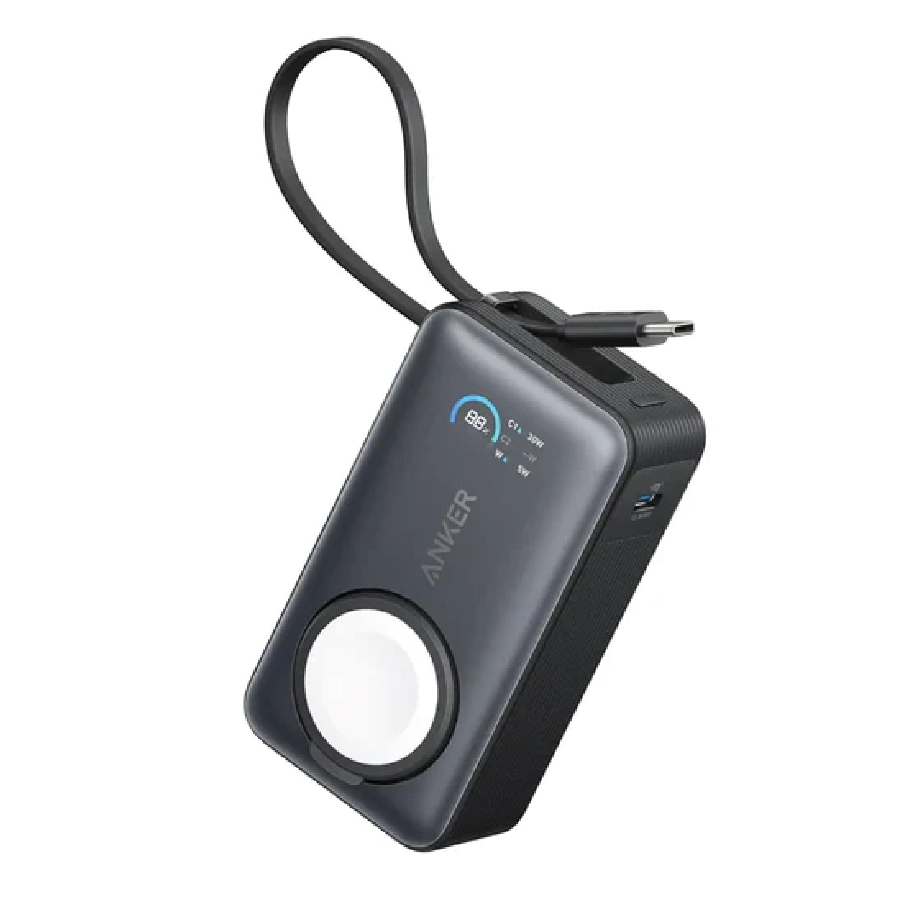 بطارية متنلقة من أنكر MagGo (10 آلاف مللي أمبير، 35 واط، لساعة Apple Watch) مع كيبل USB-C مدمج | أسود بطارية متنلقة من أنكر MagGo (10 آلاف مللي أمبير، 35 واط، لساعة Apple Watch) مع كيبل USB-C مدمج | أسود